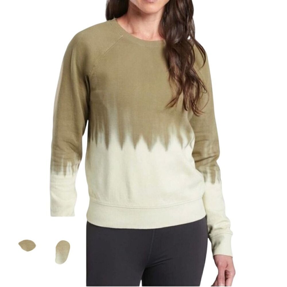 Athleta Sundown Dip Dye Sweatshirt Shadow Olive Spring 2021 Size XL - Picture 5 of 8